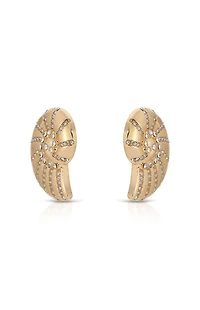 Ettika Crystal Studded Nautilus Shell Earrings