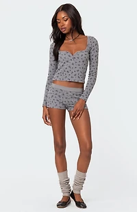 Edikted Lavender Waffle Long Sleeve Top