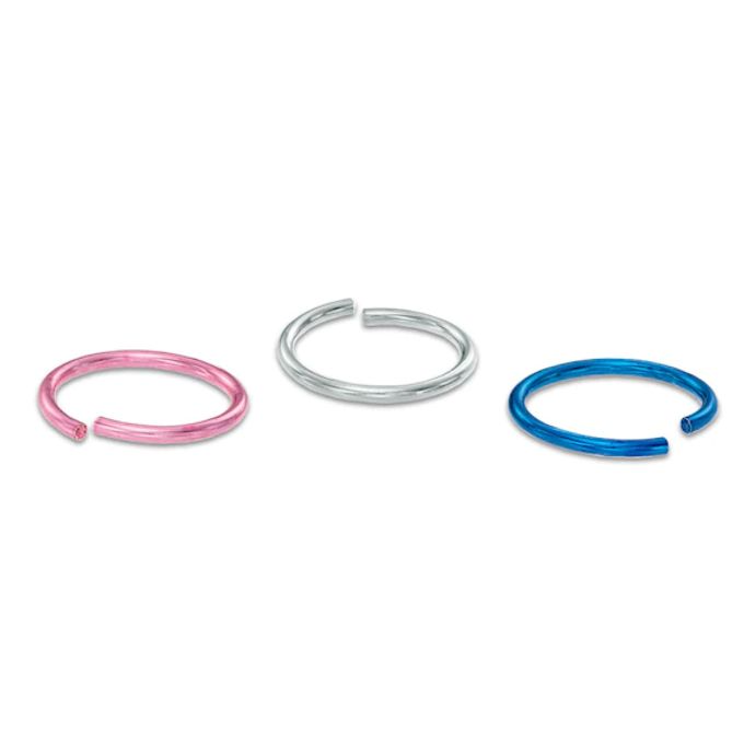 020 Gauge Multi-Color Nose Ring Set in Stainless Steel