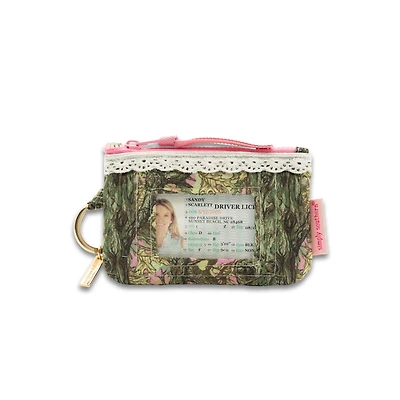 Pink Camo ID Wallet with Lace Trim
