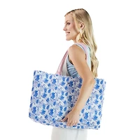 Blue Floral Oversized Canvas Tote