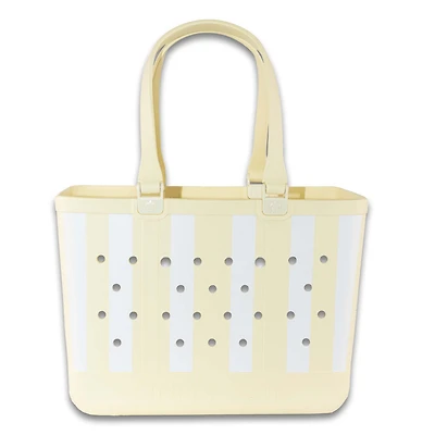 Large Striped Tote Bag in Lemon