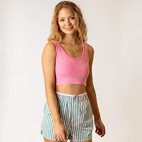 Scoop Neck Padded Cropped Tank