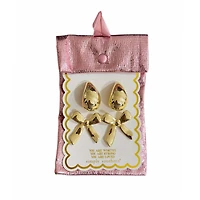 Bow and Teardrop Gold Earring Set