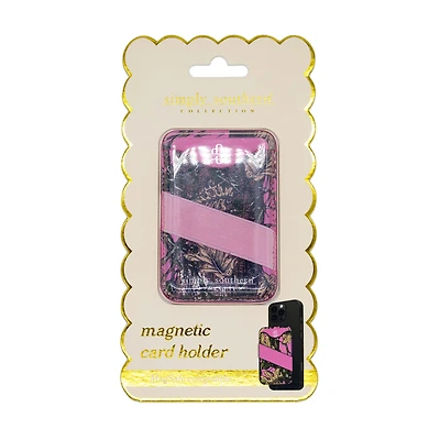 Magnetic Phone Wallet in Pink Camo