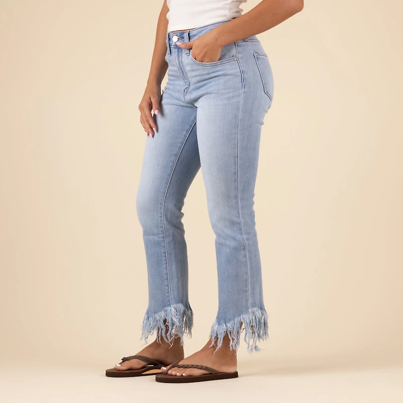 The Arla High Rise Frayed Straight Jeans