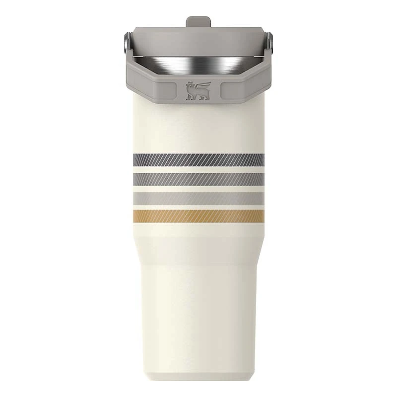 The 30oz IceFlow Flip Straw Tumbler in Cream Ash Stripe