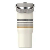 The 30oz IceFlow Flip Straw Tumbler in Cream Ash Stripe