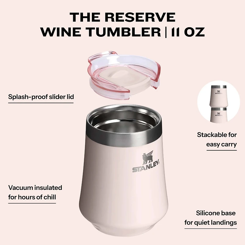 The Reserve Wine Tumbler 11oz in Rose Quartz Gloss