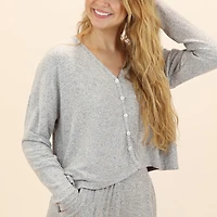 Henley Hacci Long Sleeve Lounge Top