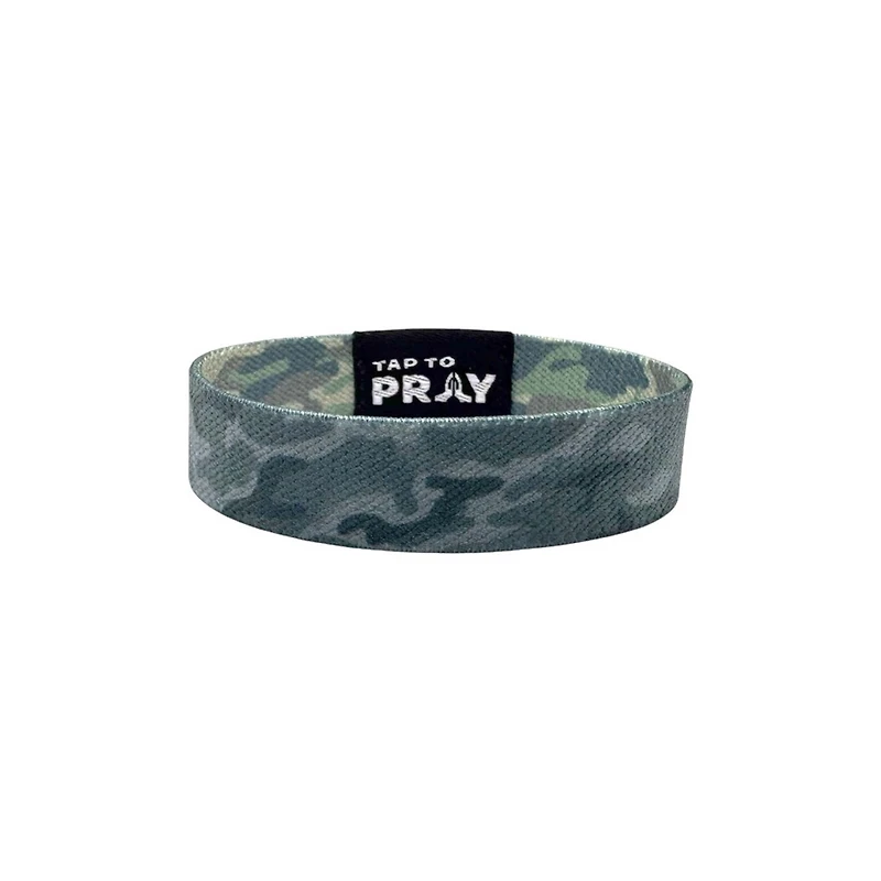 Tap To Pray Wristband Green Charcoal Traditional Camo