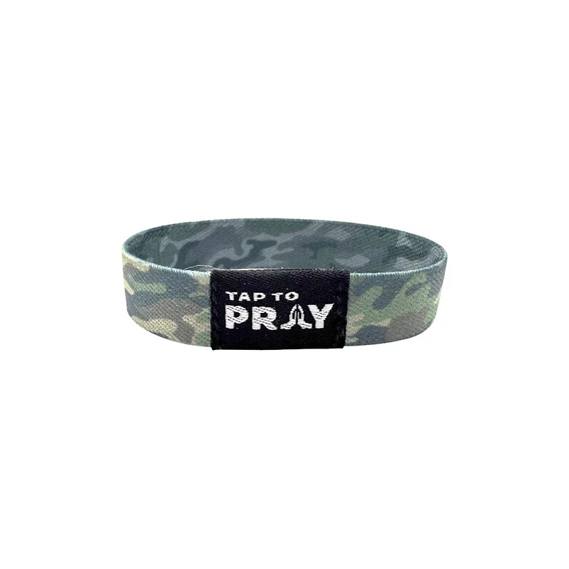 Tap To Pray Wristband Green Charcoal Traditional Camo