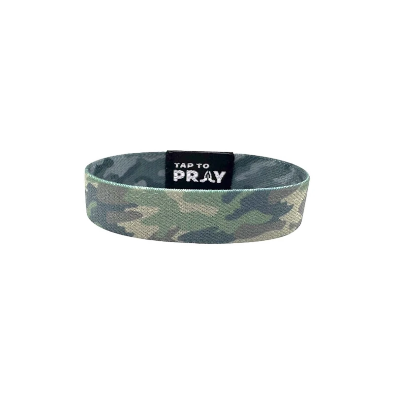 Tap To Pray Wristband Green Charcoal Traditional Camo