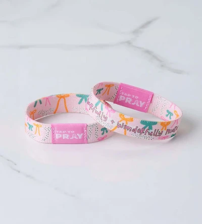 Tap To Pray Wristband Pink Bows