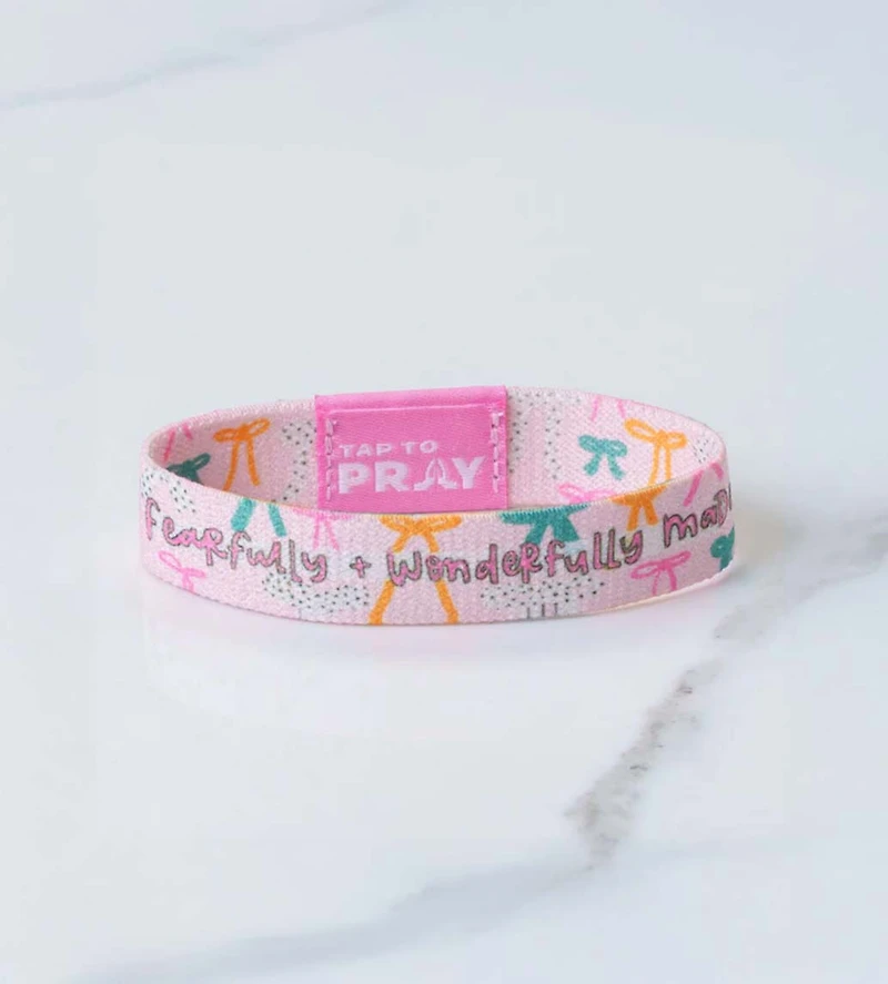 Tap To Pray Wristband Pink Bows