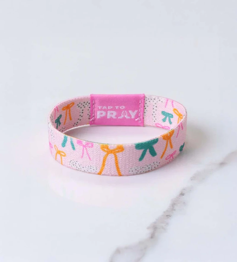 Tap To Pray Wristband Pink Bows