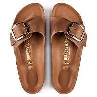 Women's Madrid Oiled Leather Big Buckle Sandals Cognac