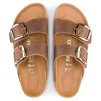 Women's Arizona Oiled Leather Big Buckle Sandals Cognac