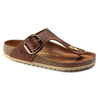 Women's Gizeh Oiled Leather Big Buckle Sandals Cognac