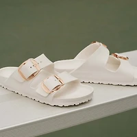 Arizona Big Buckle Eva Sandals Eggshell