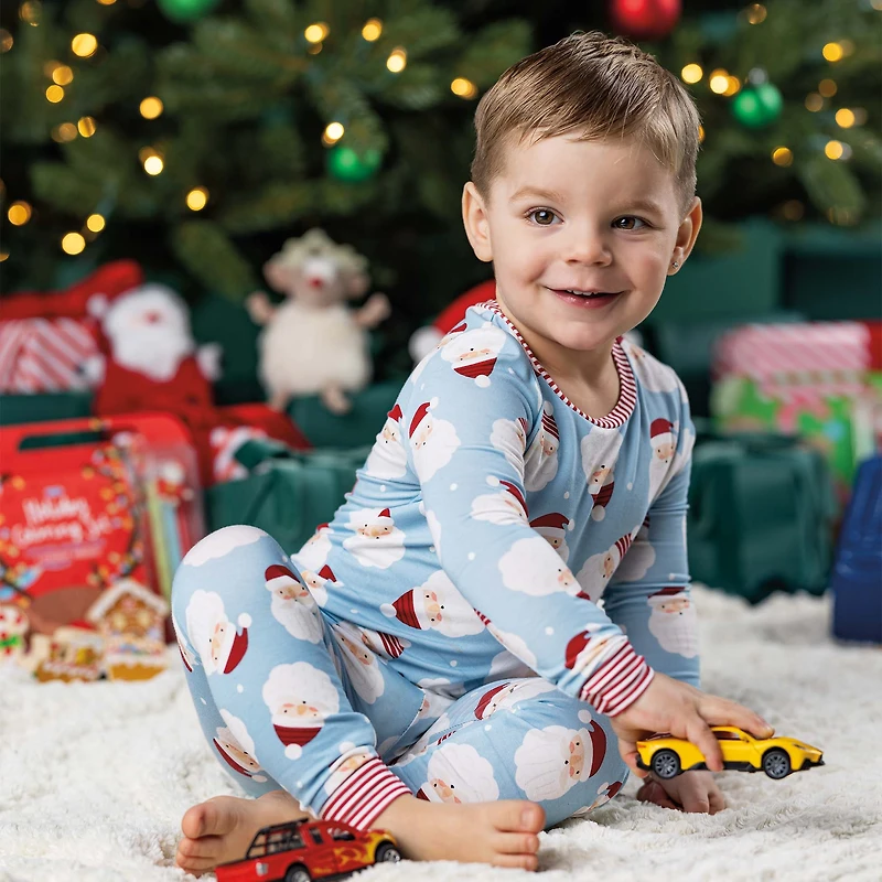Toddler Santa Glow Pajamas Blue