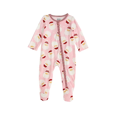 Infant Santa Glow Footed Sleeper Pink