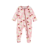 Infant Santa Glow Footed Sleeper Pink