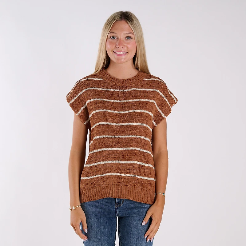 Short Sleeve Stripe Sweater Top