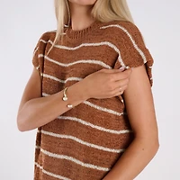Short Sleeve Stripe Sweater Top