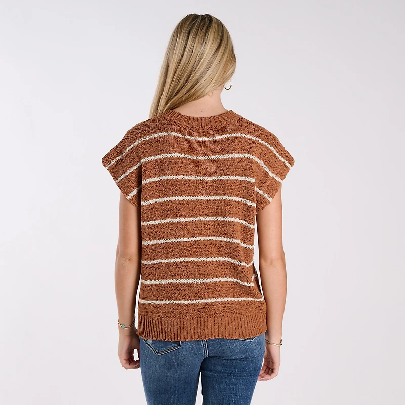 Short Sleeve Stripe Sweater Top