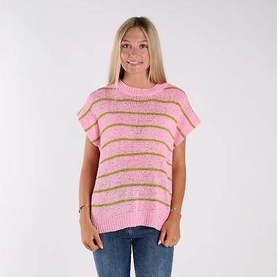 Short Sleeve Stripe Sweater Top
