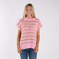 Short Sleeve Stripe Sweater Top