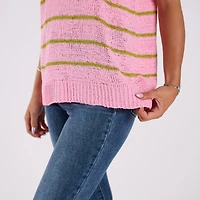 Short Sleeve Stripe Sweater Top
