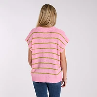 Short Sleeve Stripe Sweater Top