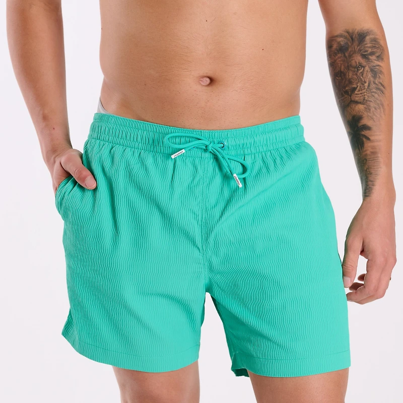 The Real Teals Textured 5.5 Inch Lined Swim Shorts