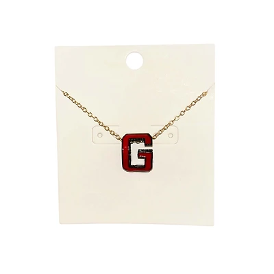 Red and Black G Pendant Gold Necklace