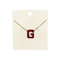 Red and Black G Pendant Gold Necklace