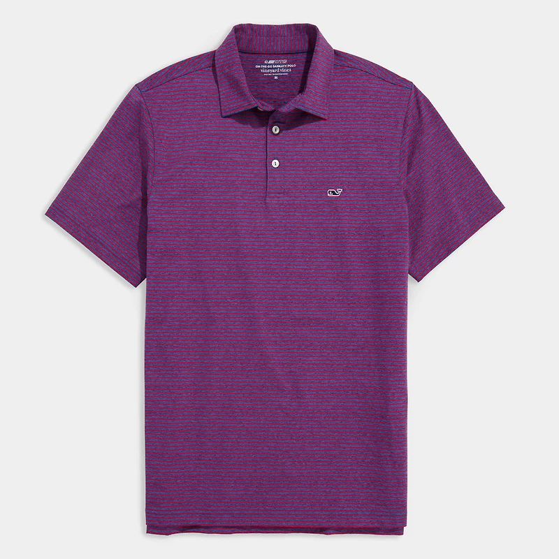 Bradley Stripe Sankaty Polo Blue and Lighthouse Red