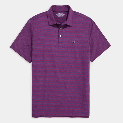 Bradley Stripe Sankaty Polo Blue and Lighthouse Red