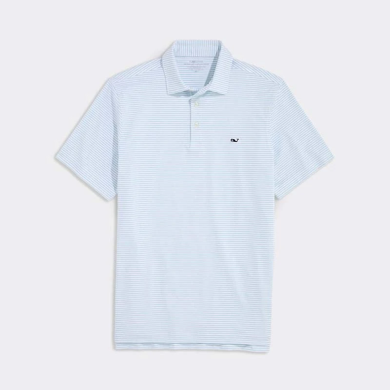 Bradley Stripe Sankaty Polo White and Aqua