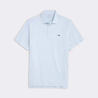 Bradley Stripe Sankaty Polo White and Aqua