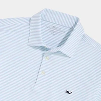 Bradley Stripe Sankaty Polo White and Aqua