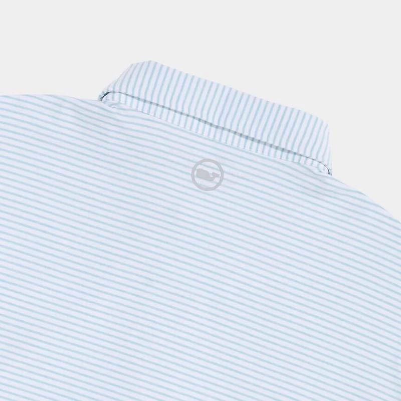 Bradley Stripe Sankaty Polo White and Aqua