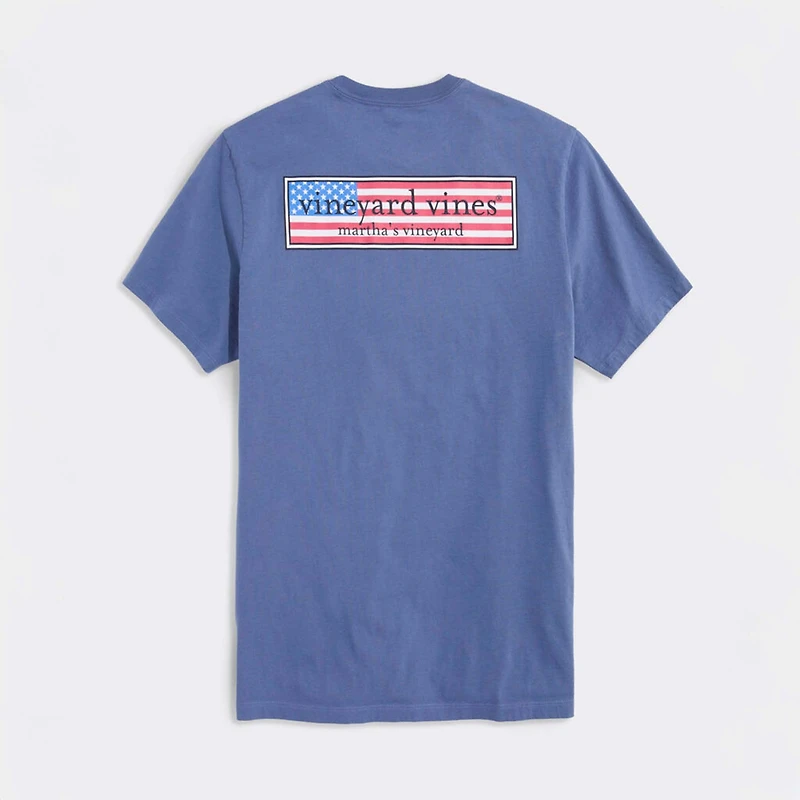 Classic USA Logo Box Short Sleeve T-Shirt Moonshine Blue