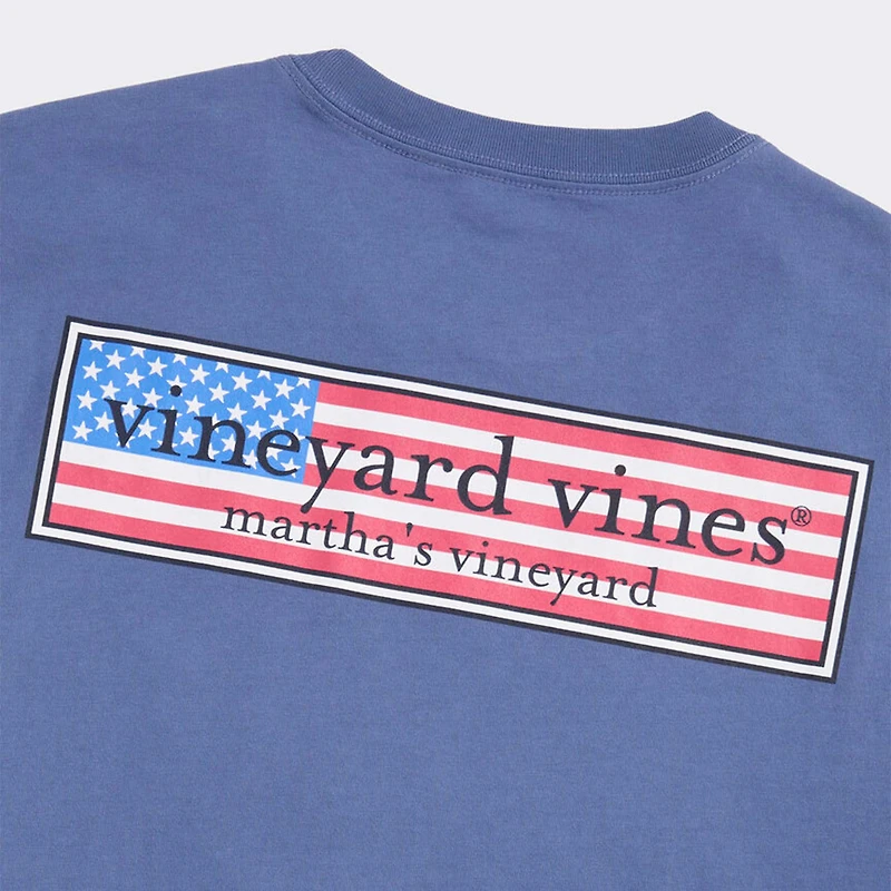 Classic USA Logo Box Short Sleeve T-Shirt Moonshine Blue