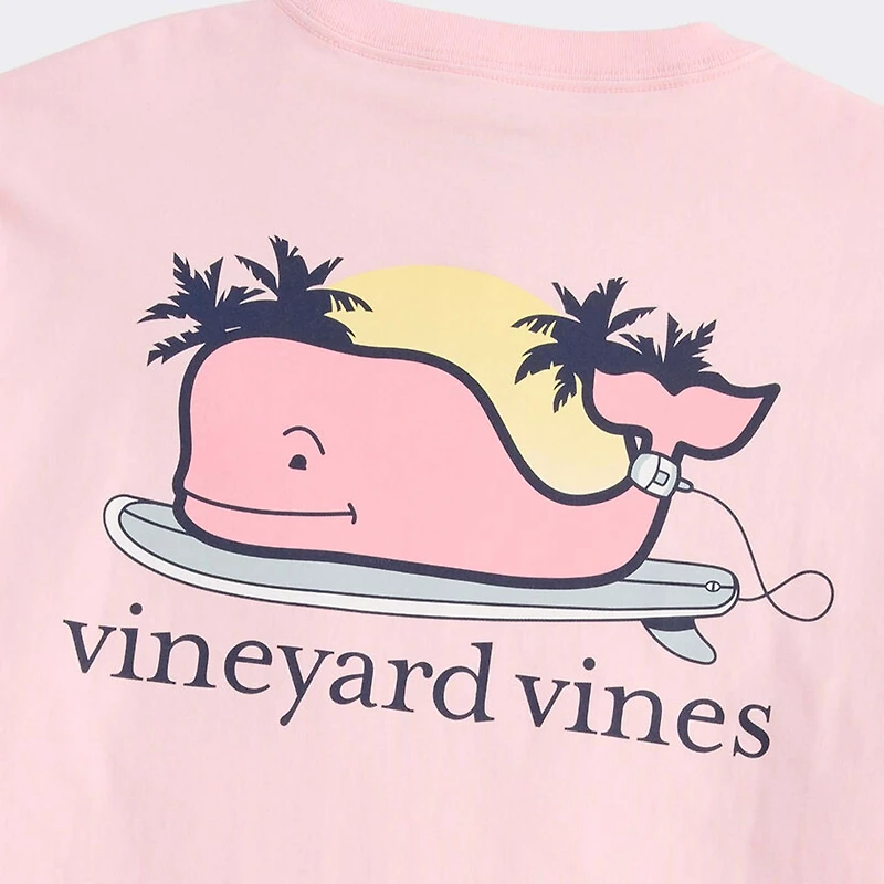 Surfer Whale Short Sleeve T-Shirt Flamingo