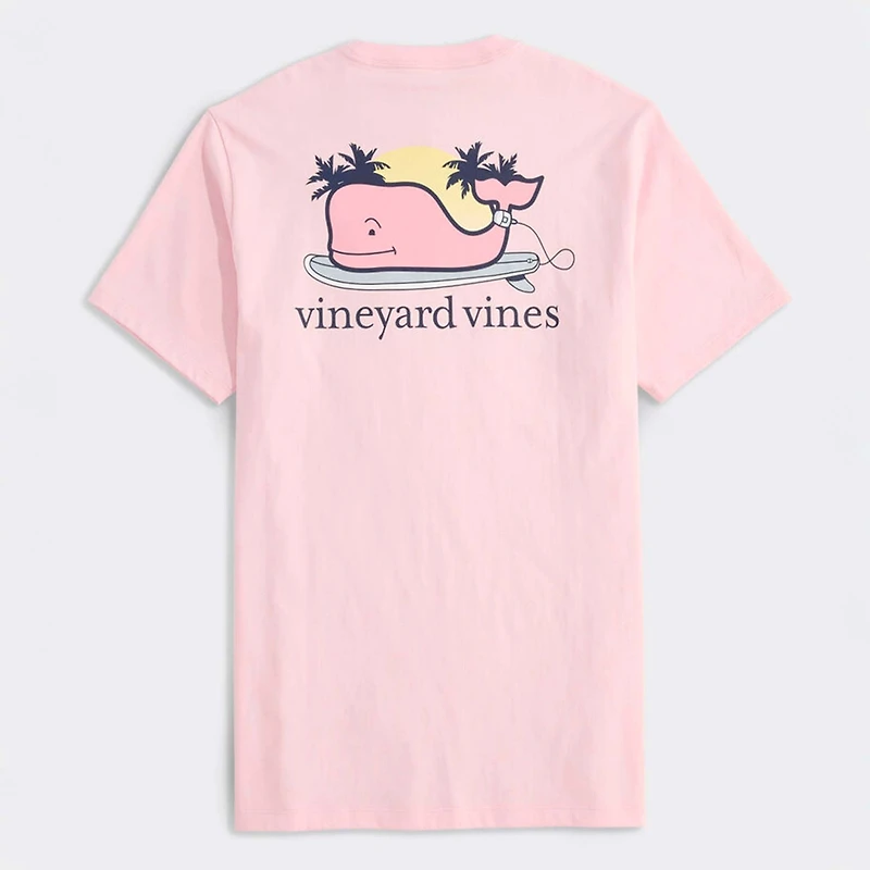 Surfer Whale Short Sleeve T-Shirt Flamingo