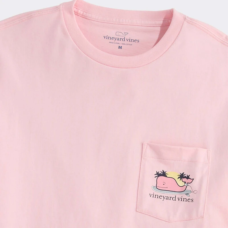 Surfer Whale Short Sleeve T-Shirt Flamingo