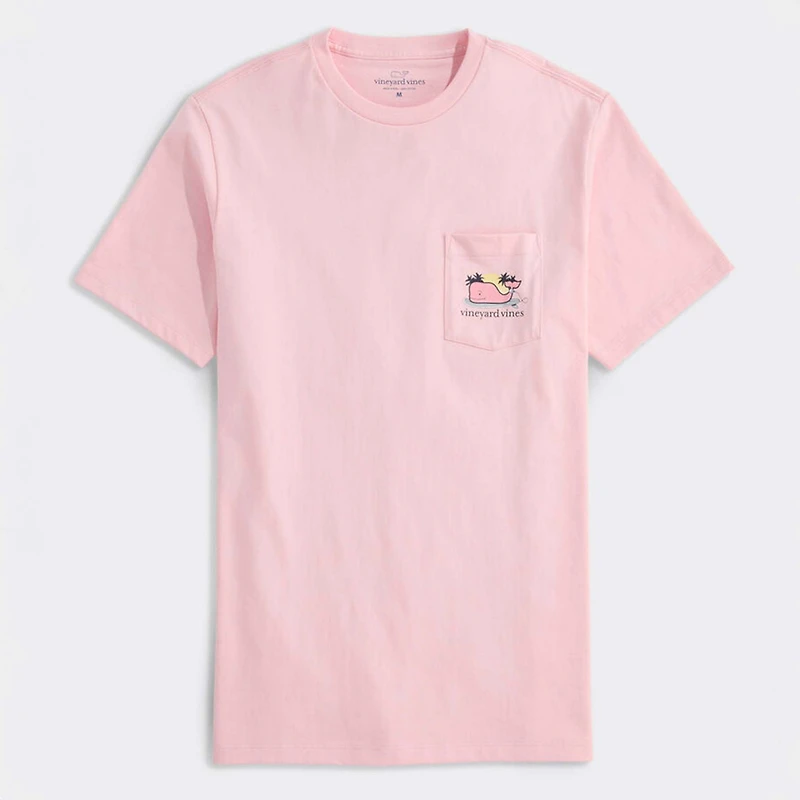 Surfer Whale Short Sleeve T-Shirt Flamingo