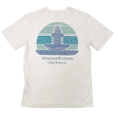 Charleston Pineapple Fountain Short Sleeve T-Shirt White
